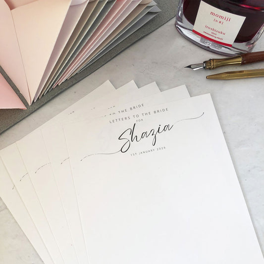 Letters To The Bride Memory Book With Envelopes & Personalised Notecards