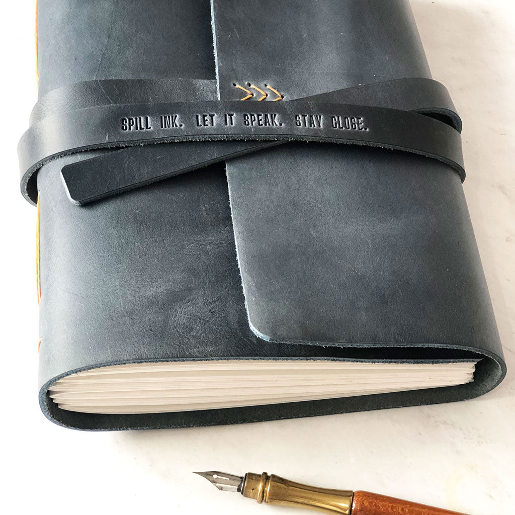Leather Wrap Journal with Custom Embossed Quote