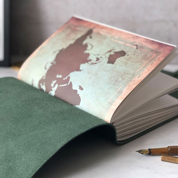 Leather Travel Journal With World Map Pages