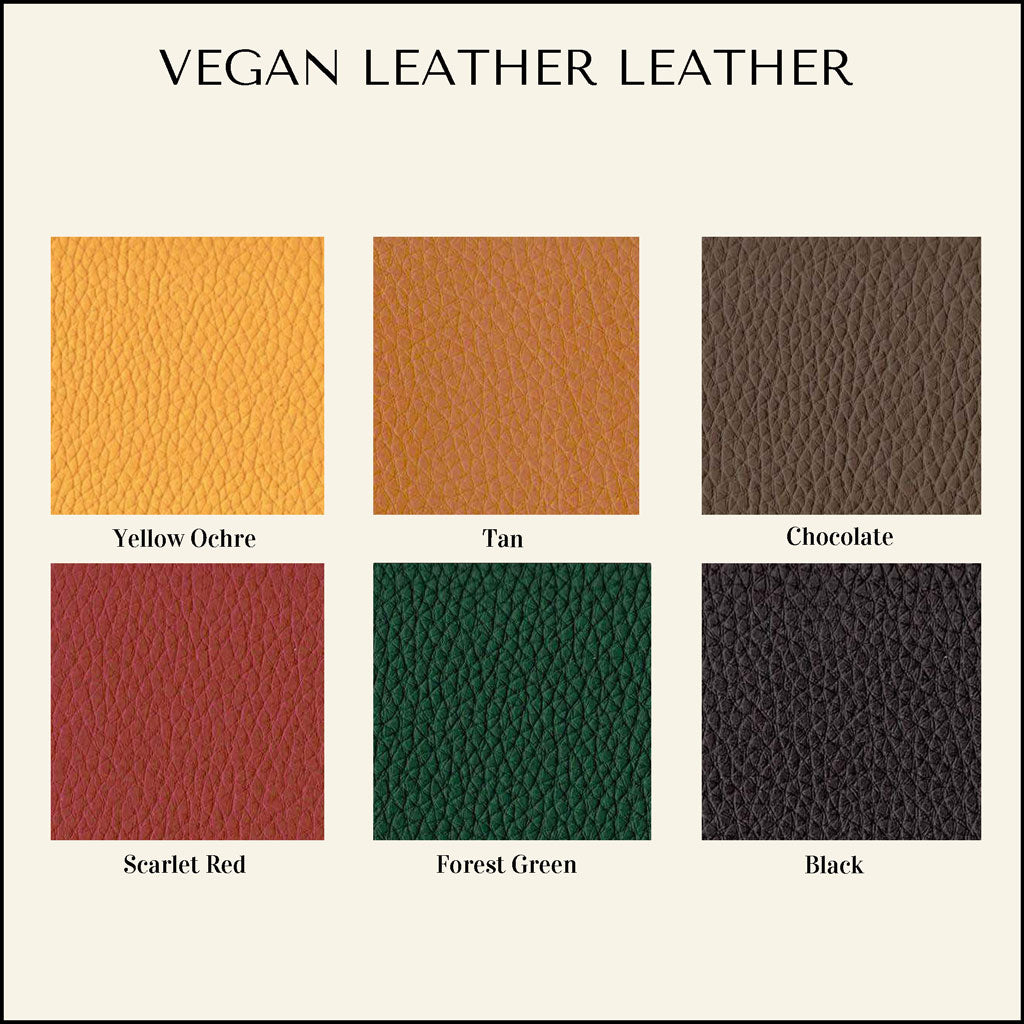Vegan leather color swatches in various shades
