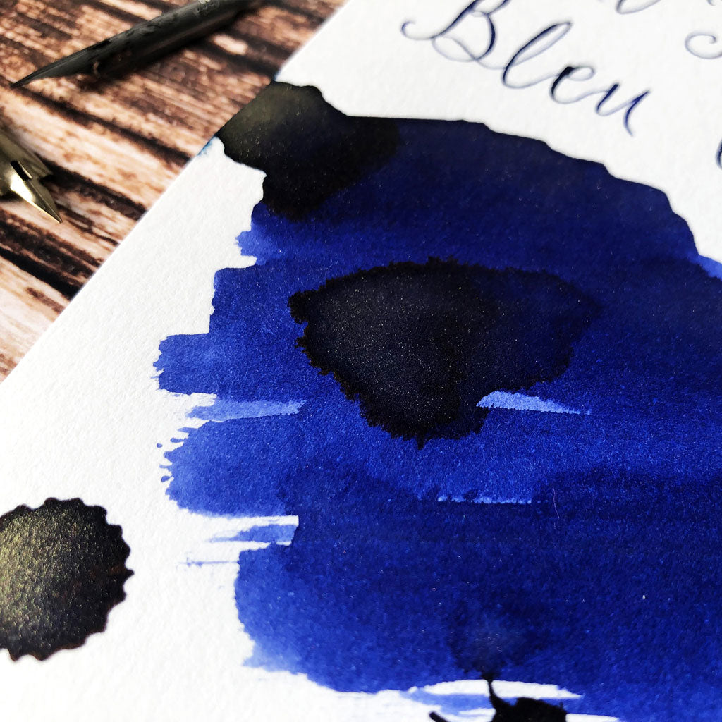 J Herbin Bleu Ocean close up ink swatch on Indigo Artisans Cartridge paper