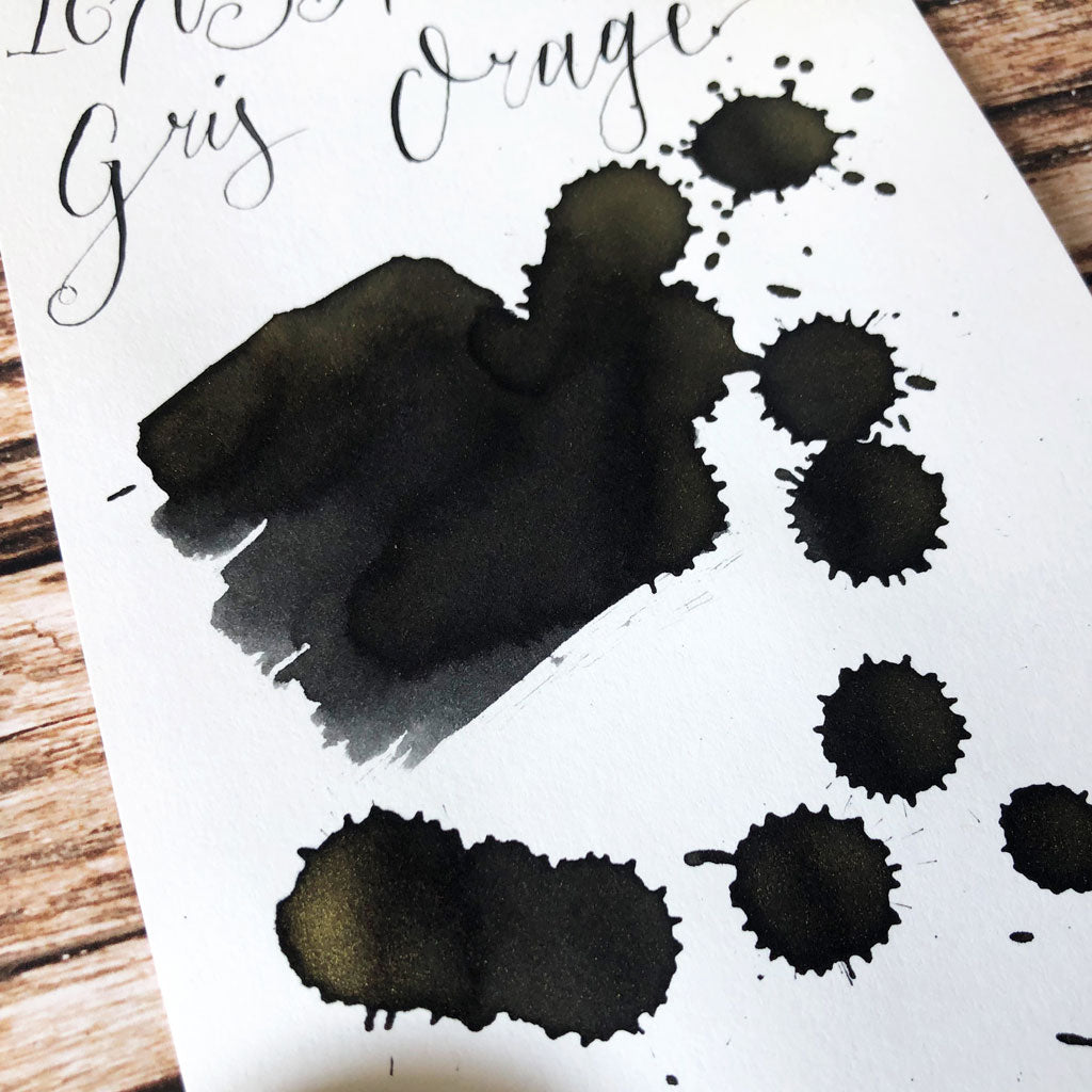 J Herbin stormy grey swatch close up on Indigo Artisans Cartridge paper
