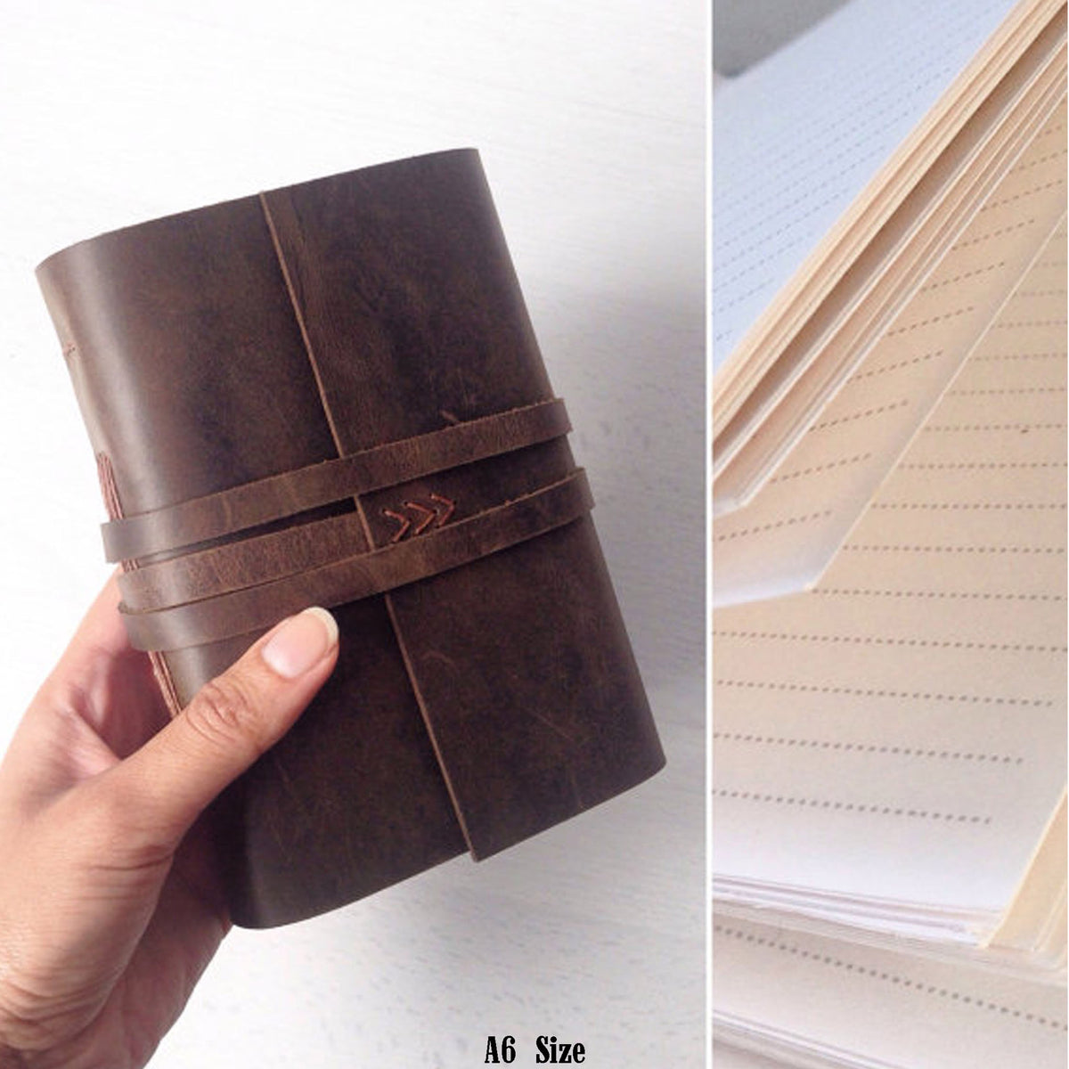 Monogrammed Faux Leather Journal, Personalized Journal, Lined