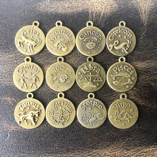 Bronze zodiac sign journal charms