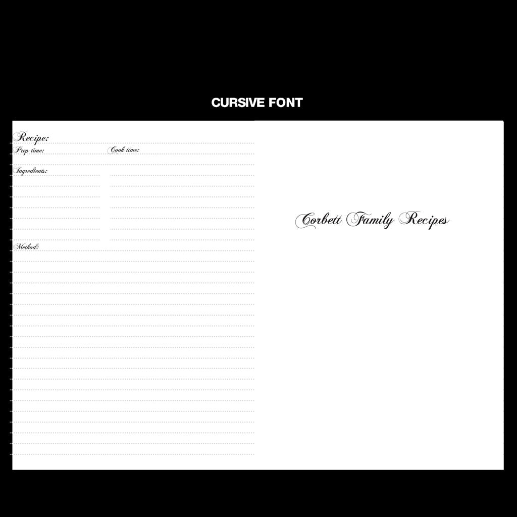 Font Choice For Recipe Books