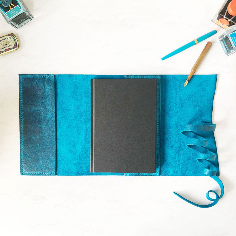 Tri-Fold Leather Notebook Cover, Custom Sizes