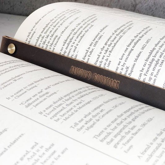 Custom Embossed Leather Bookmark With Your Quote