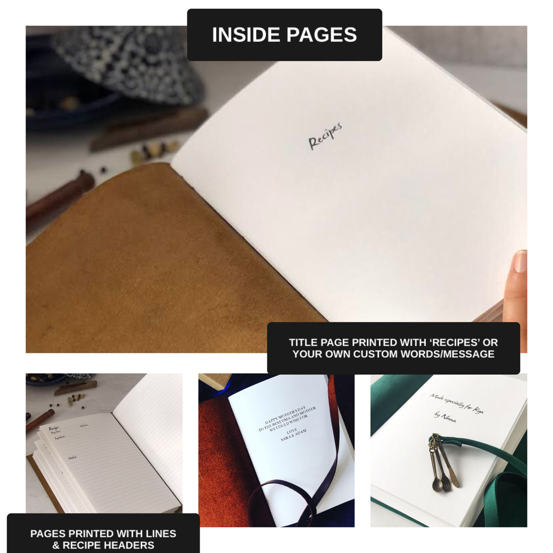 Personalised Recipe Book, Blank Cookbook With Handstitched Names