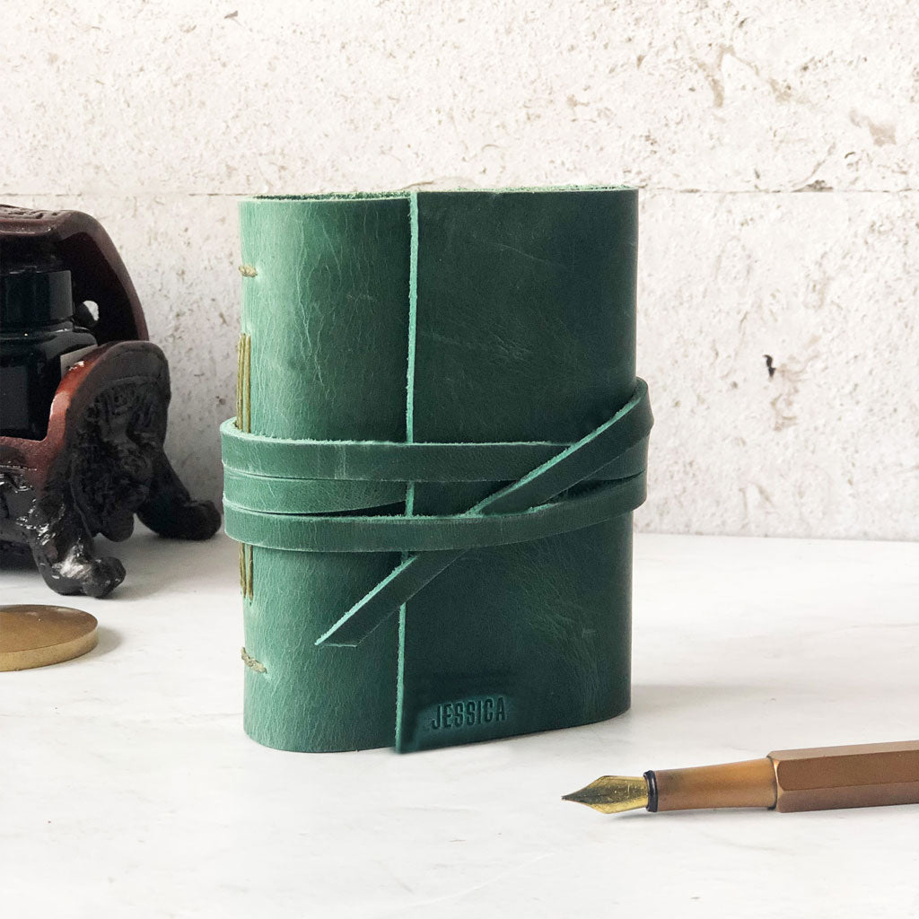 Handmade Leather Journal With Embossing, Small Font