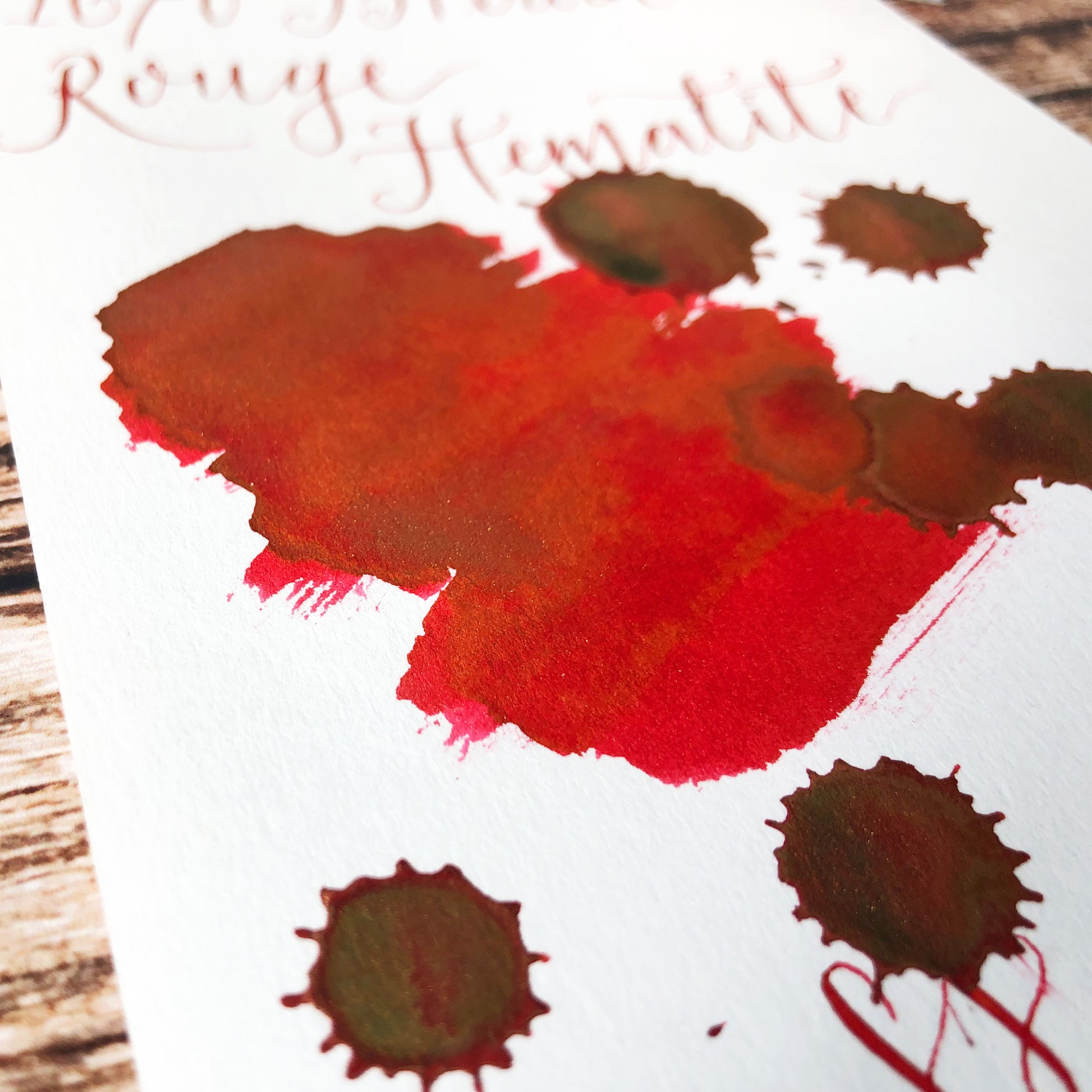 J Herbin Roughe Hematite ink swatch close up on Indigo Artisans cartridge paper