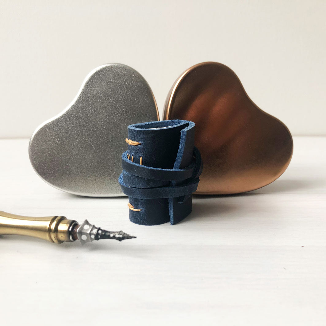 Tiny indigo leather bound journal
