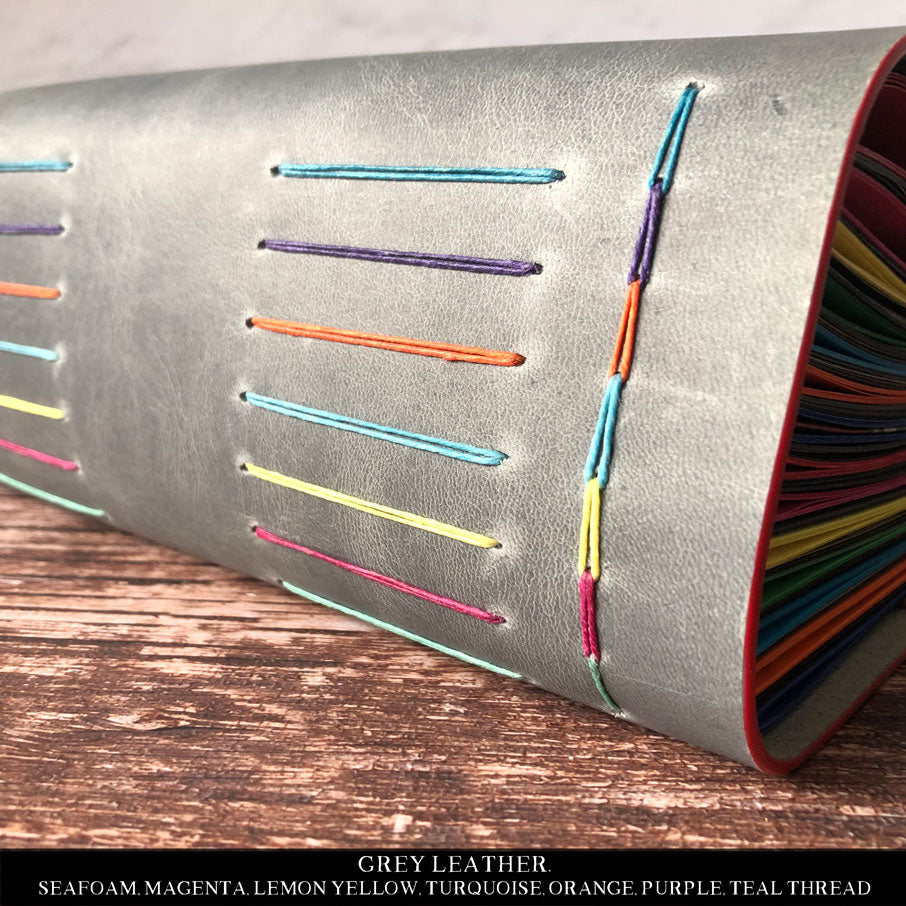 Leather Journal With Rainbow Binding