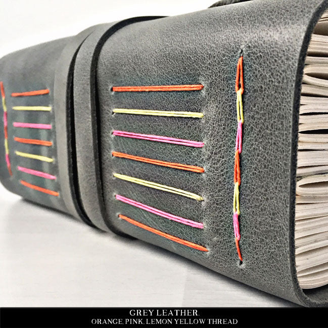 Leather Journal With Rainbow Binding