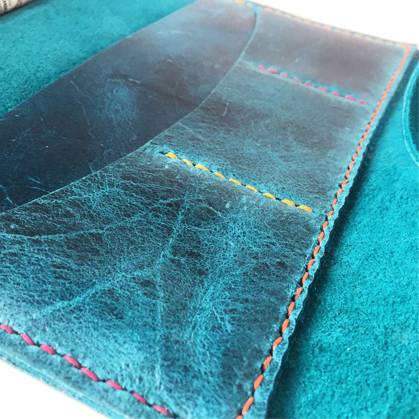 Leather journal hand stitched interior pockets