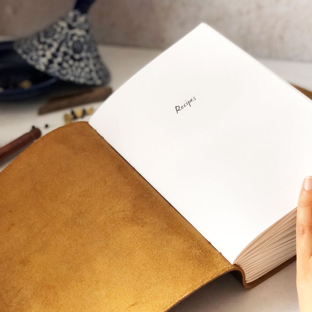 Personalised Recipe Book, Blank Cookbook With Handstitched Names