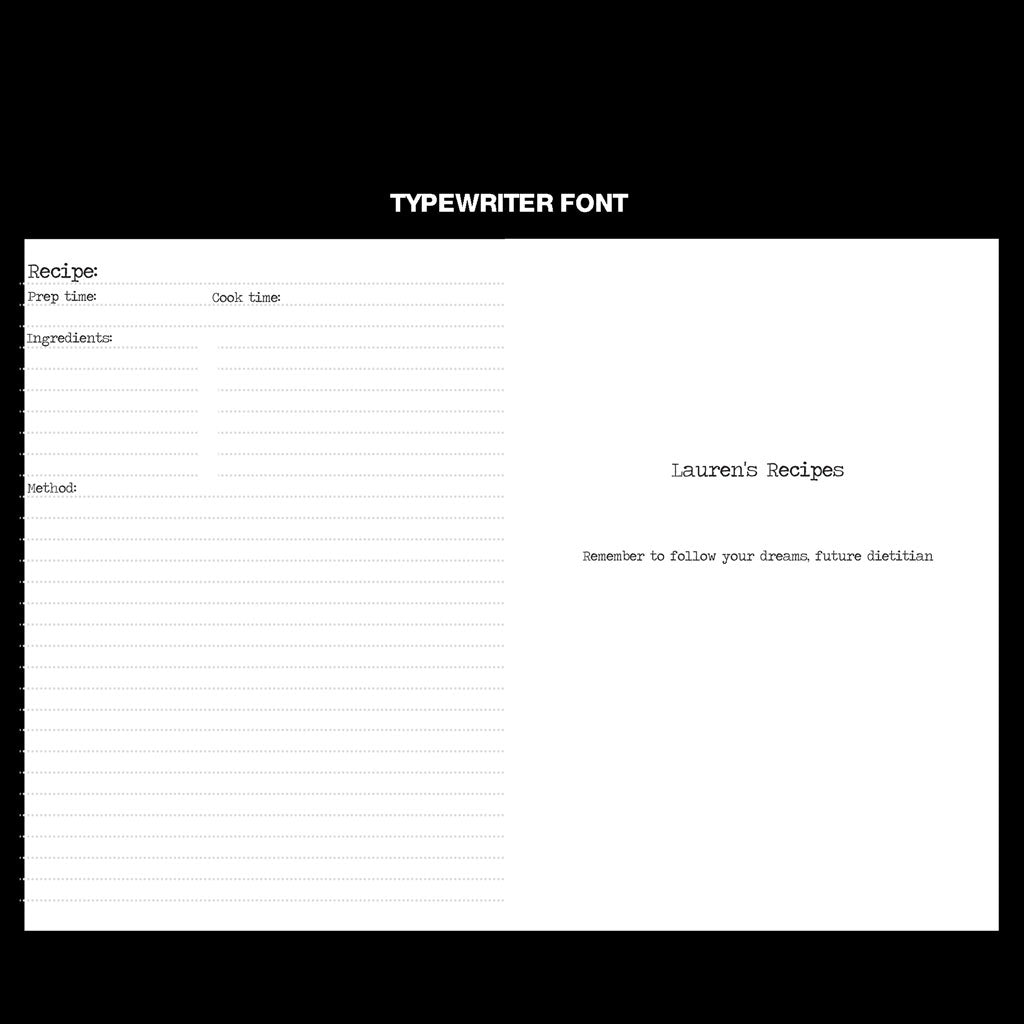 Font Choice For Recipe Books