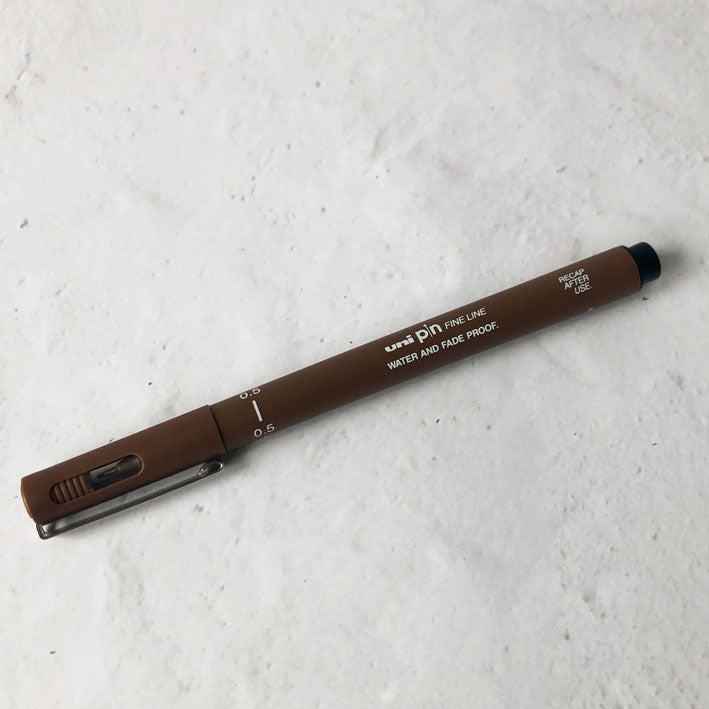 3 Pack Uni Pin Fine Line Pen 0.5mm Sepia Brown – Indigo Artisans