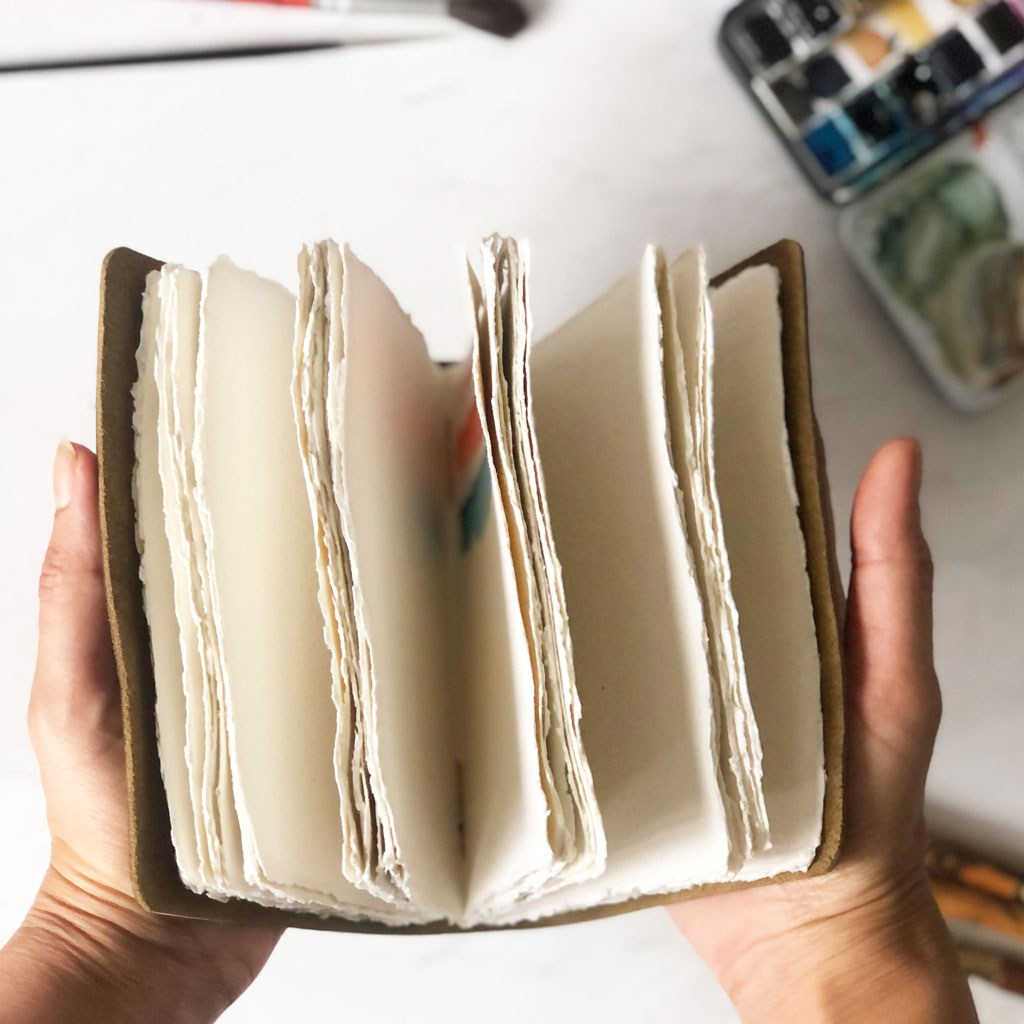 Leather Bound Khadi Cotton Rag Paper Watercolour Sketchbook