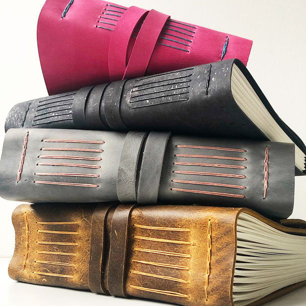 Emerald green handmade leather journal