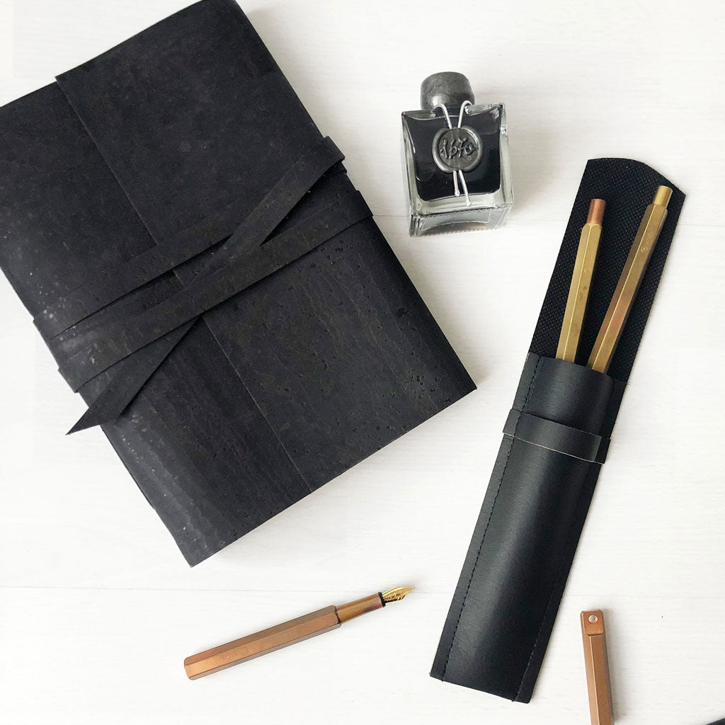 Vegan Cork Leather journal and pen case