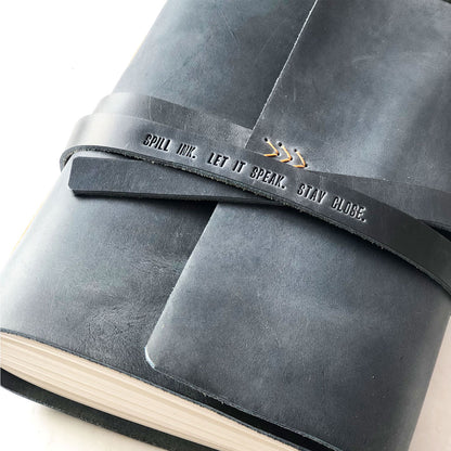 Leather Wrap Journal with Custom Embossed Quote