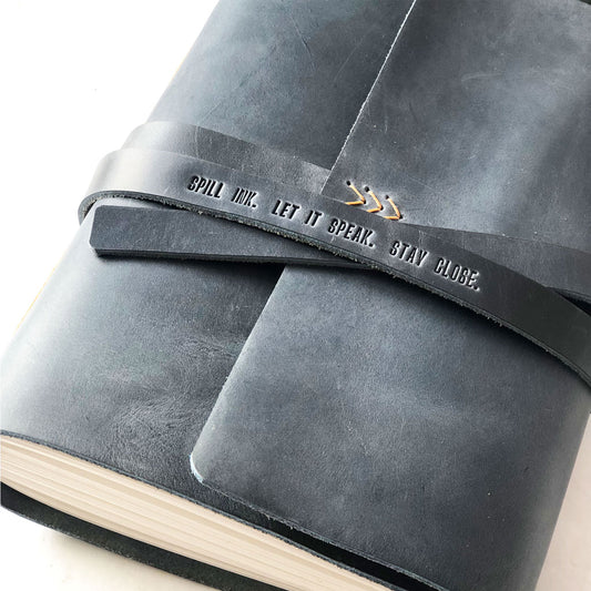 Leather Wrap Journal with Custom Embossed Quote