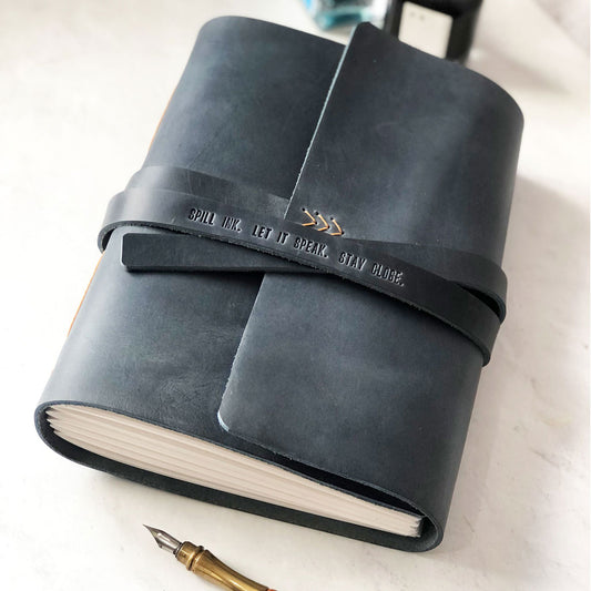 Leather Wrap Journal with Custom Embossed Quote