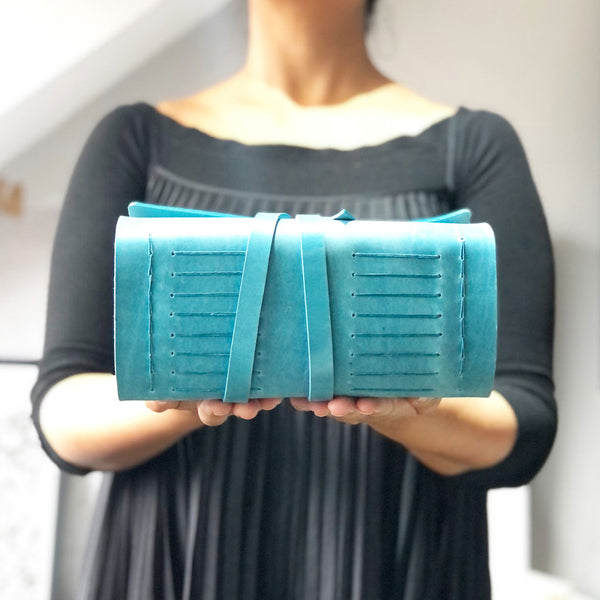 Turquoise jumbo leather journal