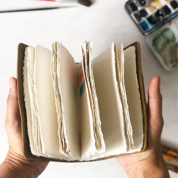 Watercolour Sketchbook Handbound With Khadi Cotton Rag Paper