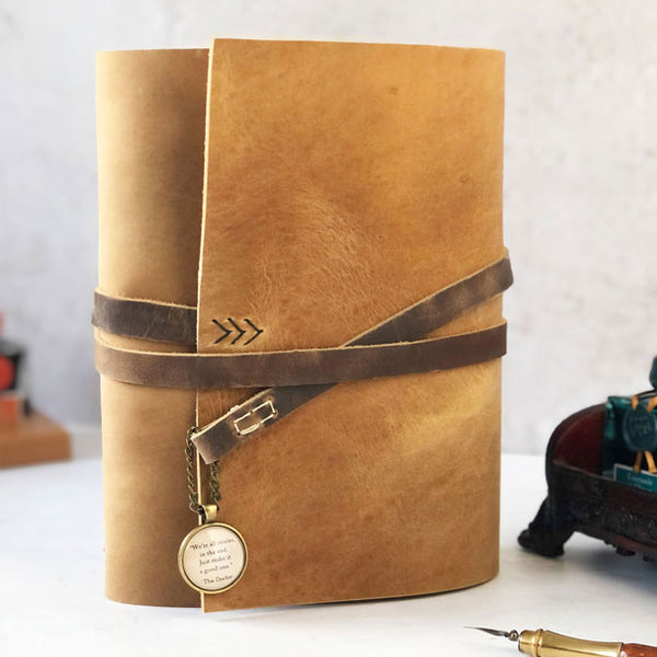 Leather Sketchbook Journal With Black, Kraft Brown & White Paper