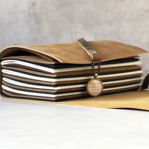 Leather Sketchbook Journal With Black, Kraft Brown & White Paper