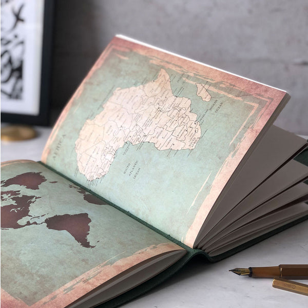 Leather Travel Journal With World Map Pages