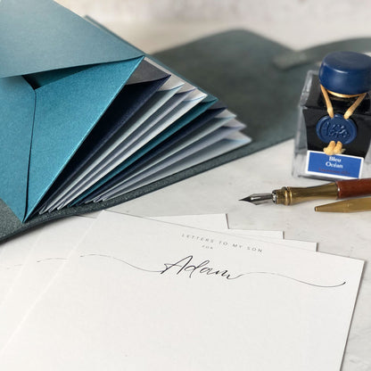 Letters To My Son Memory Book With Envelopes & Personalised Notecards