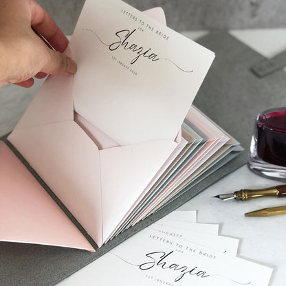 Letters To The Bride Memory Book With Envelopes & Personalised Notecards