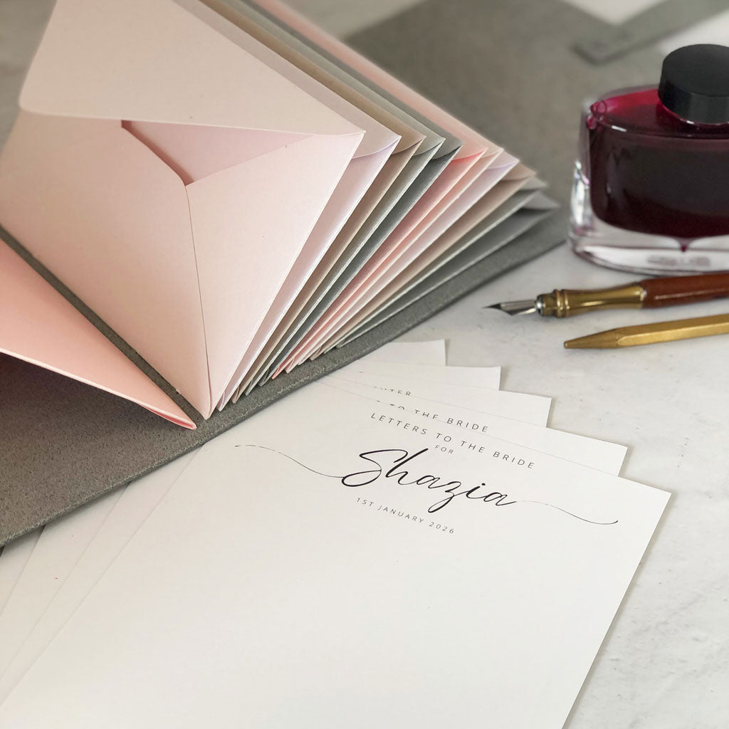Letters To The Bride Memory Book With Envelopes & Personalised Notecards