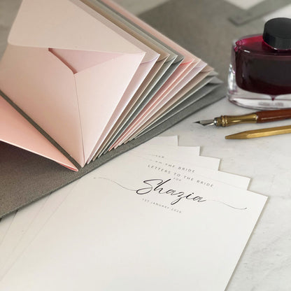 Letters To The Bride Memory Book With Envelopes & Personalised Notecards
