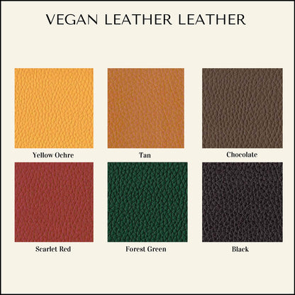Vegan leather color swatches in various shades