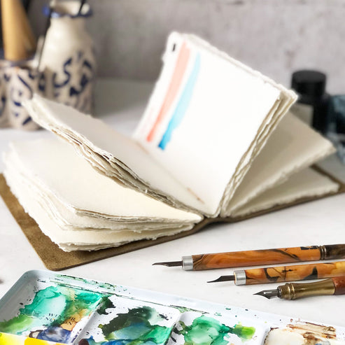 Watercolour Sketchbook Handbound With Khadi Cotton Rag Paper – Indigo ...