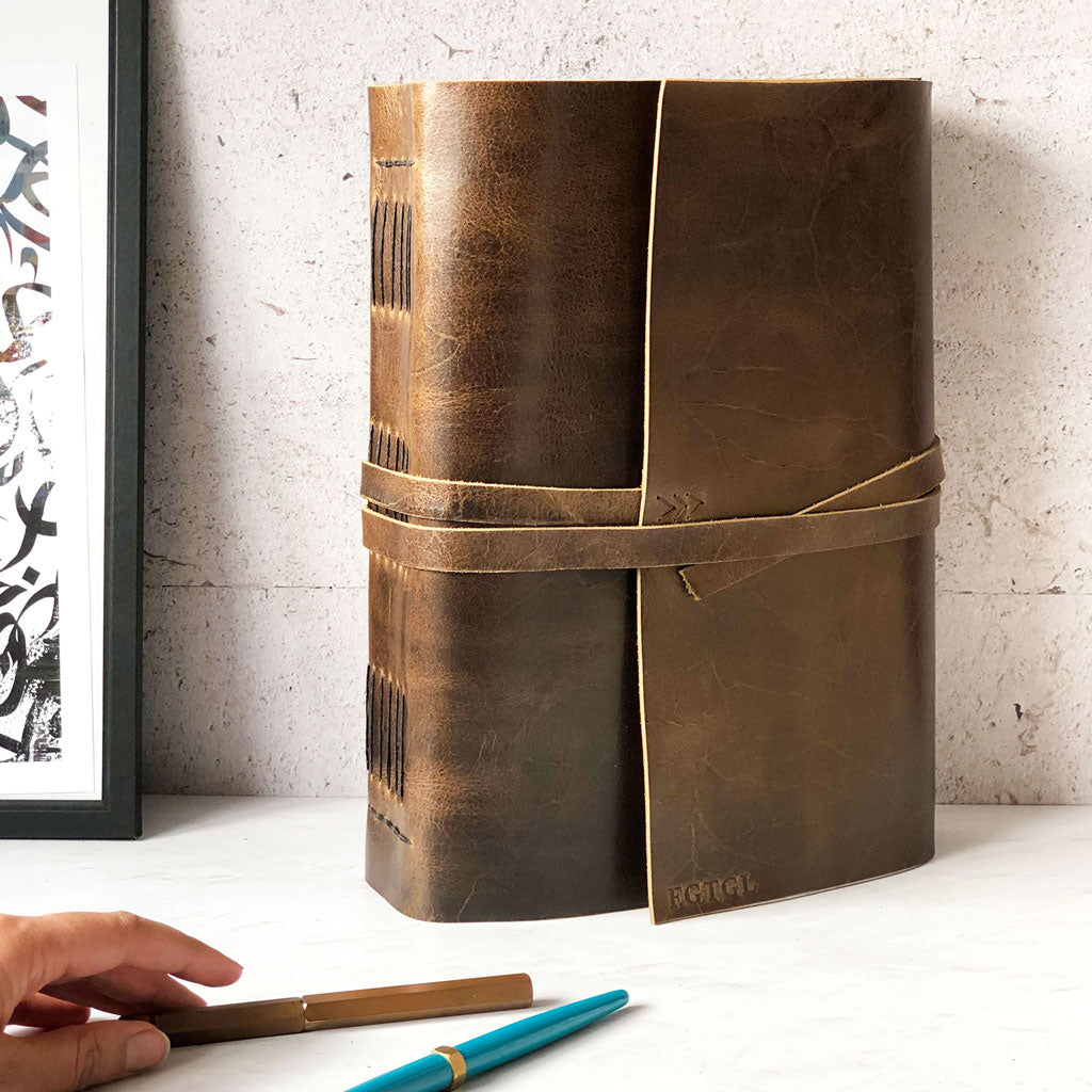 Large leather Journal, Sketchbook, A4