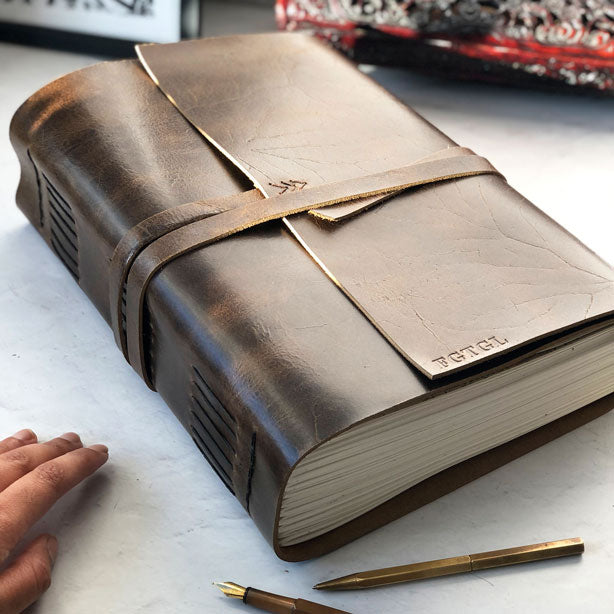 Large leather Journal, Sketchbook, A4