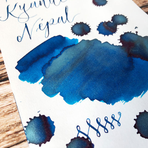 J Herbin Kyanite du Nepal ink swatch close up on Indigo Artisans cartridge paper