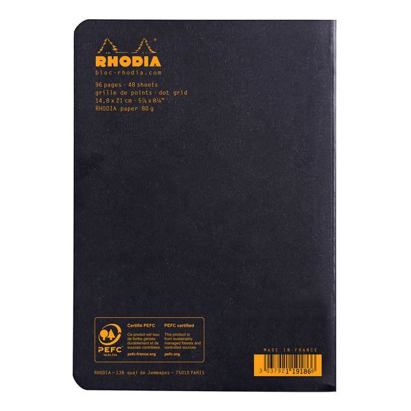 rhodia black a5 side stapled dot paper notebooks