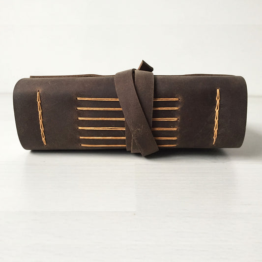 Travelers Notebook | World Map Envelope Pages | Brown Leather