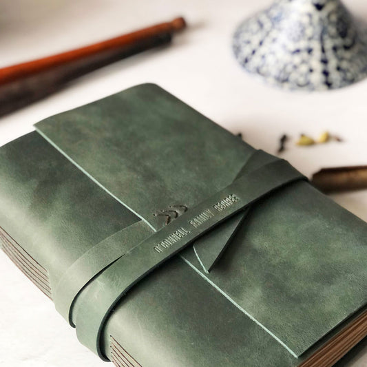 Blank Recipe Book Personalized With Embossed Family Name, Small Font