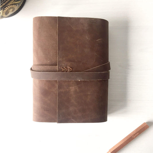 Travelers Notebook | World Map Envelope Pages | Brown Leather