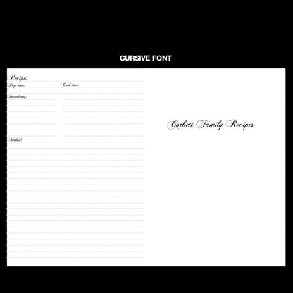 Font Choice For Recipe Books