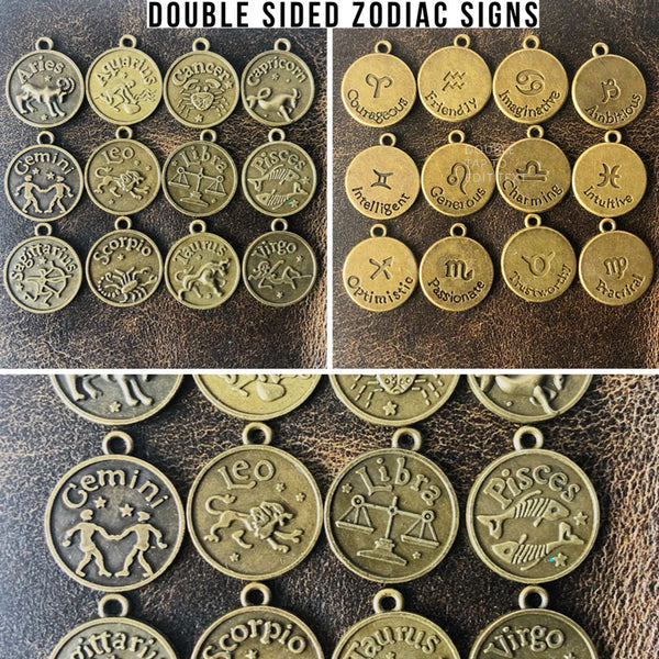 Double sided bronze star sign charms for journal