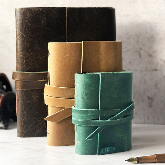 Handmade Leather Journal With Embossing, Small Font
