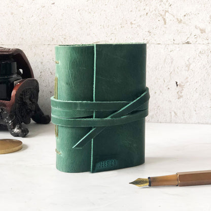 Handmade Leather Journal With Embossing, Small Font