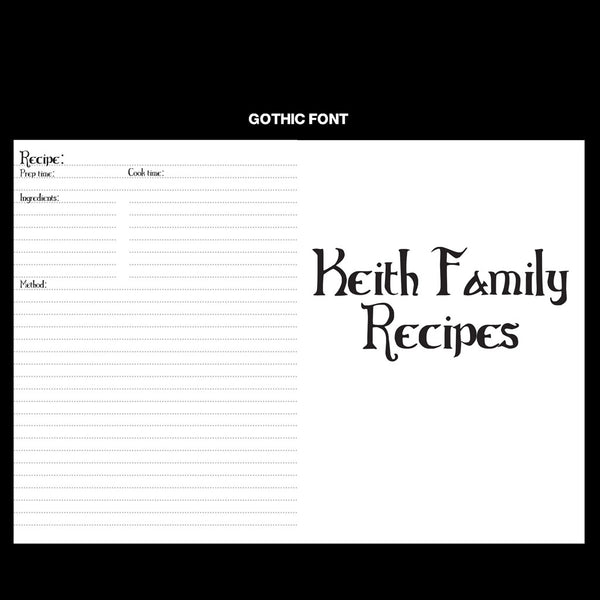 Font Choice For Recipe Books